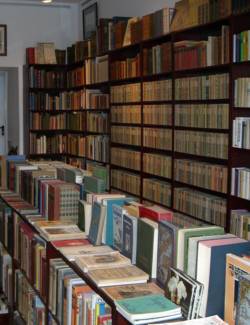 book shelfs full of old books
