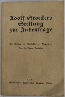 Bendokat, Bruno: Adolf Stoeckers Stelllung zur Judenfrage. Ein Beitrag zur Geschichte der Gegenwart.