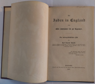 Schaible, Karl Heinrich: Die Juden in England vom achten Jahrhundert bis zur Gegenwart.